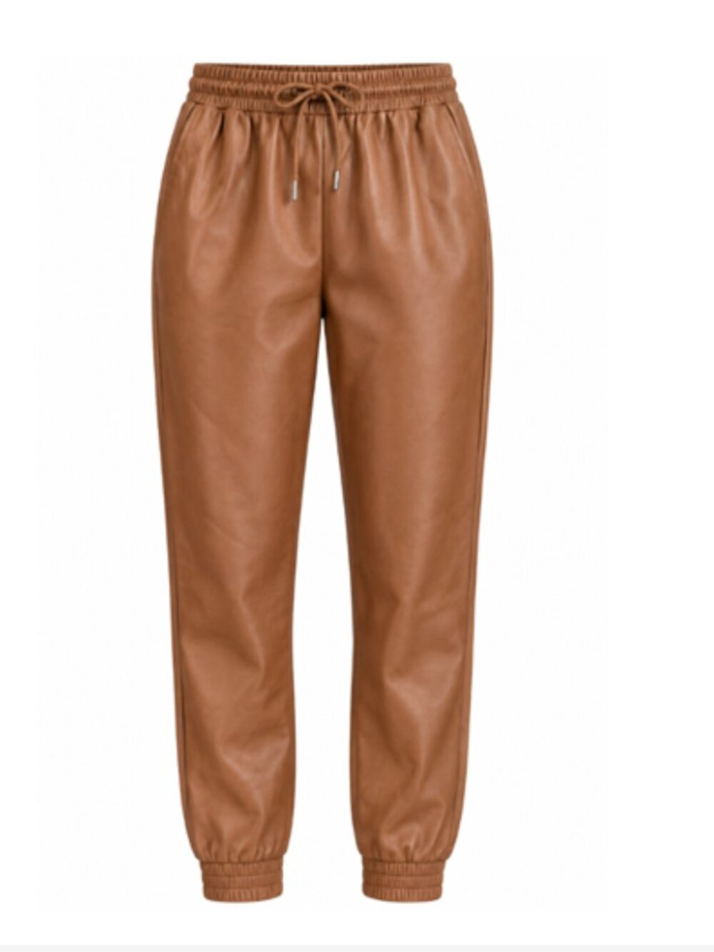 Bagatelle Women’s Cognac Tan Faux Leather Joggers Pants Size Medium Camel Color